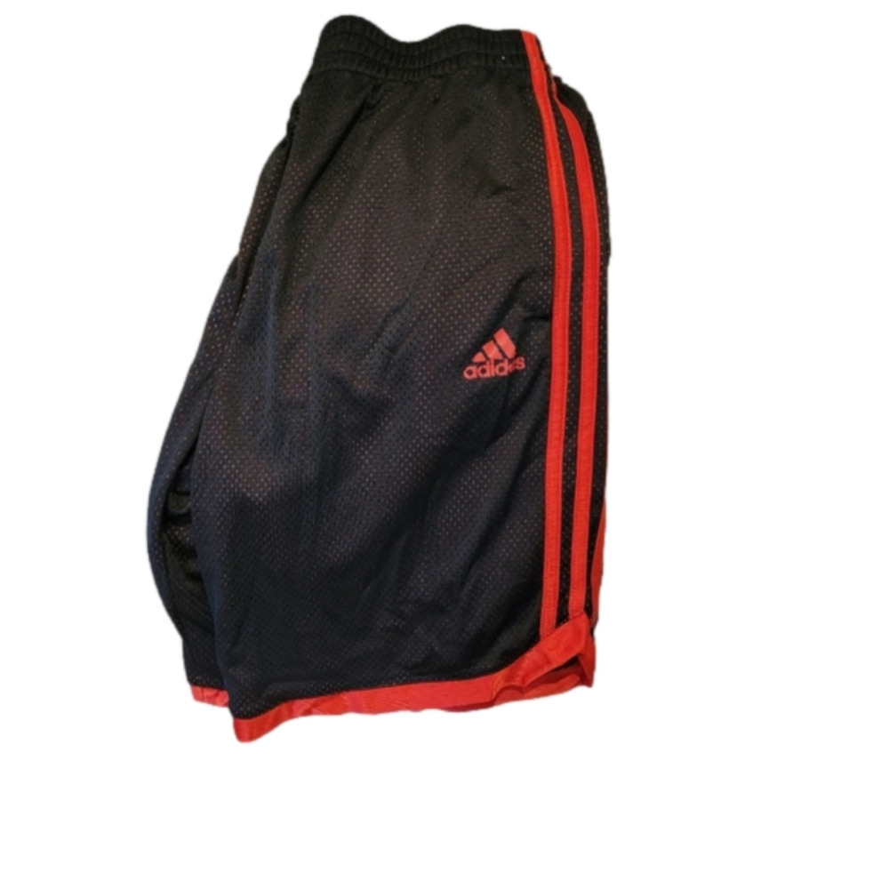 Adidas Boys Soccer/Basketball Shorts Black with Red Stripes. Size L.